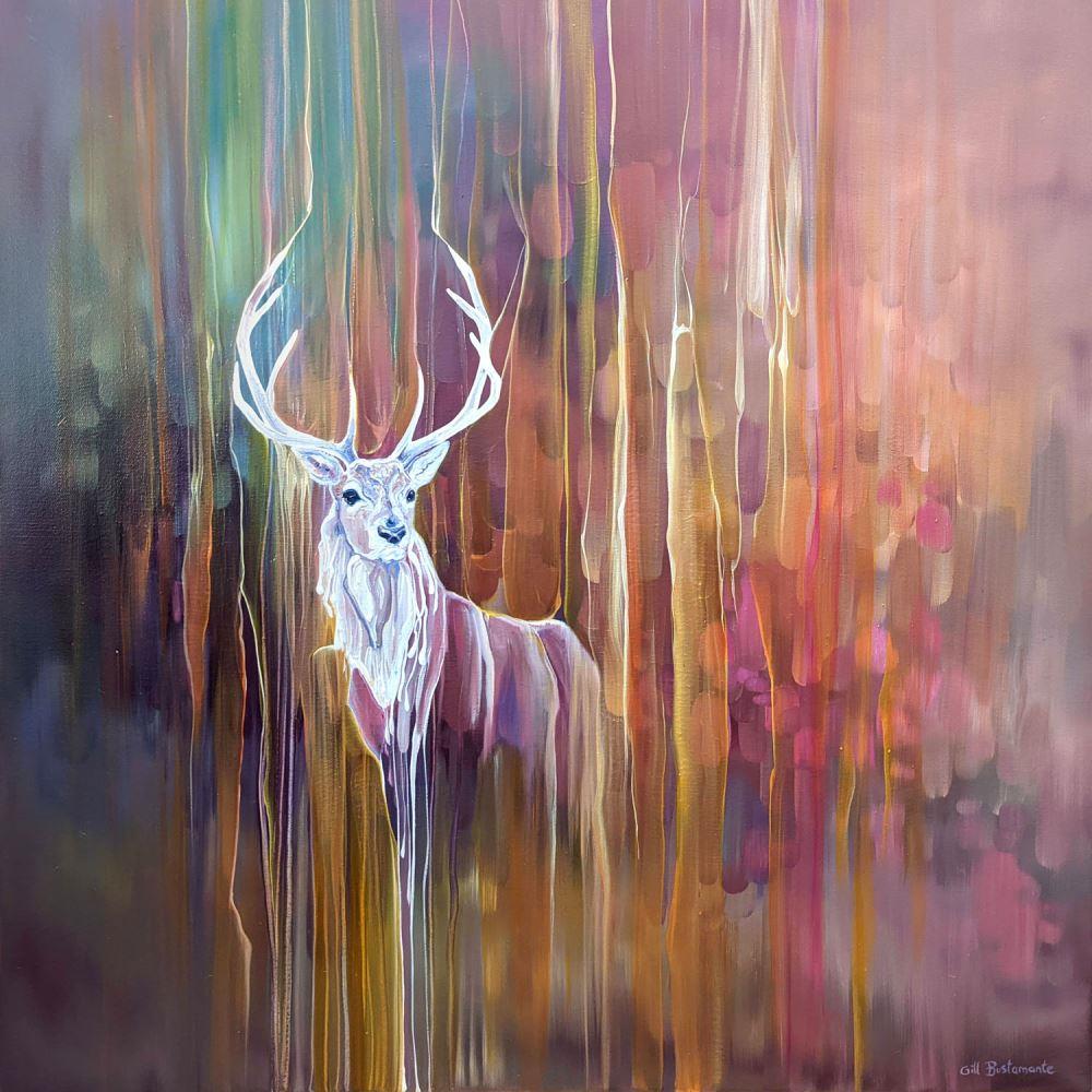 Artwork for sale Stag semi abstract deer painting